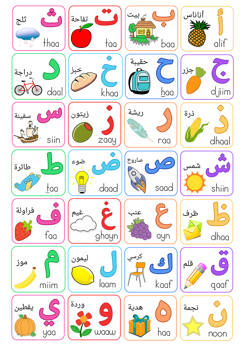 لحن وعد نائم  حروف الأبجدية العربية ملونة - منصة ورق قطر