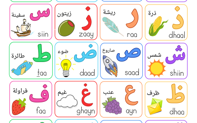 حروف الأبجدية العربية ملونة